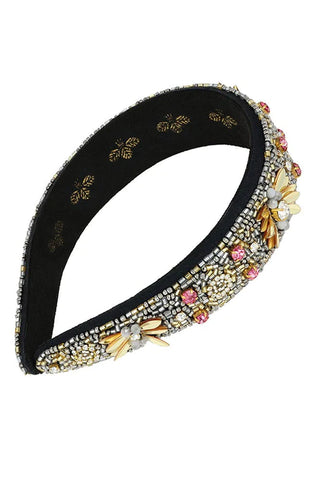 Reine Headband - Black/Gold Bead